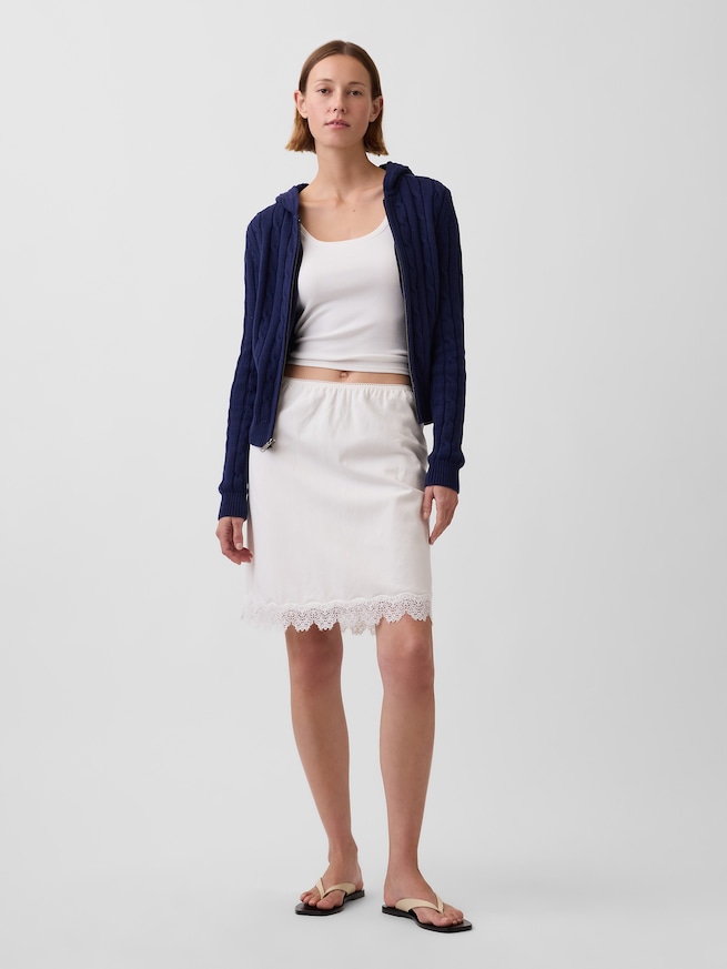 コットン100% ケーブルニット ジップアップ カーディガン-1