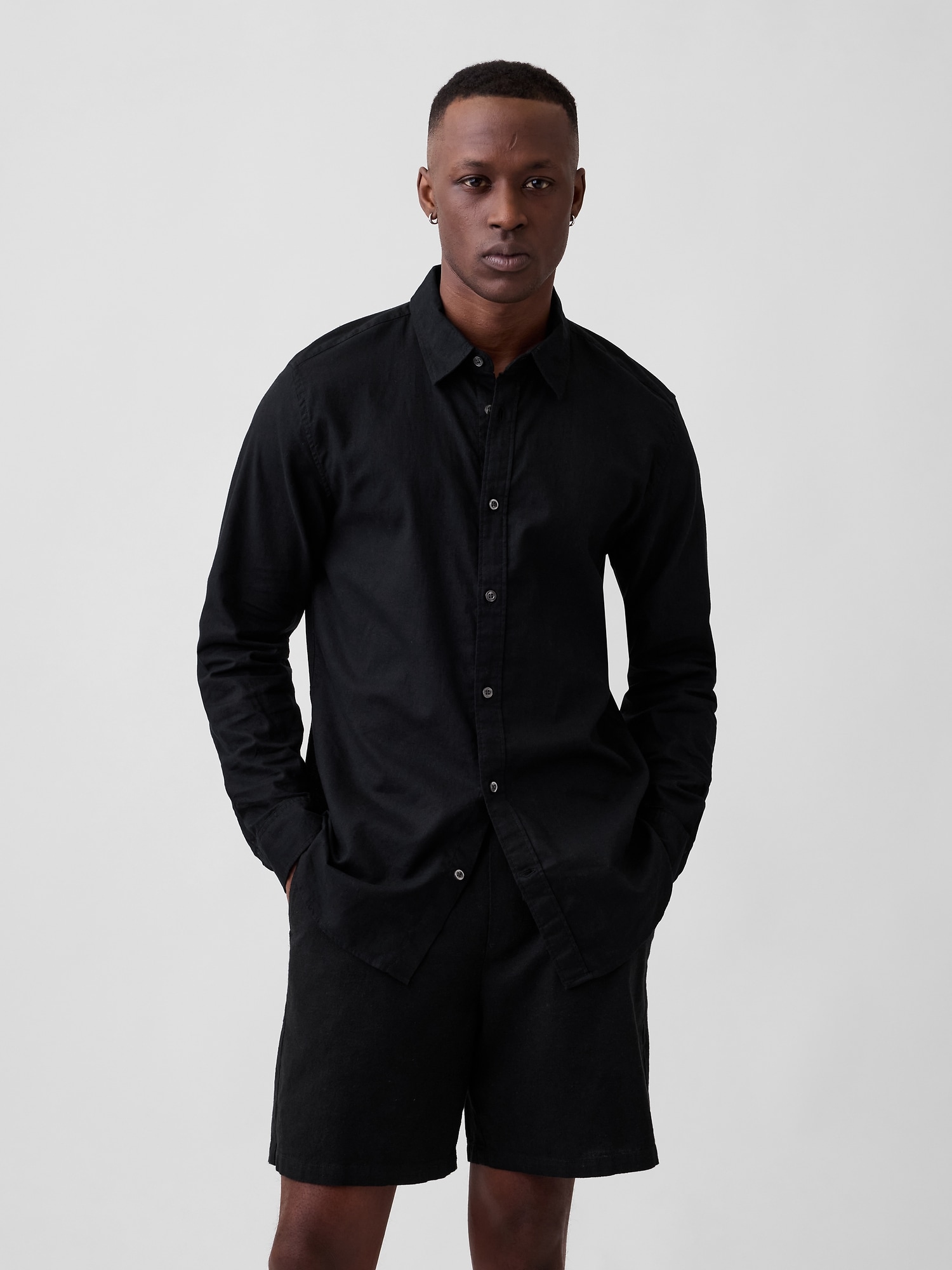 Linen-Blend Shirt in Standard Fit