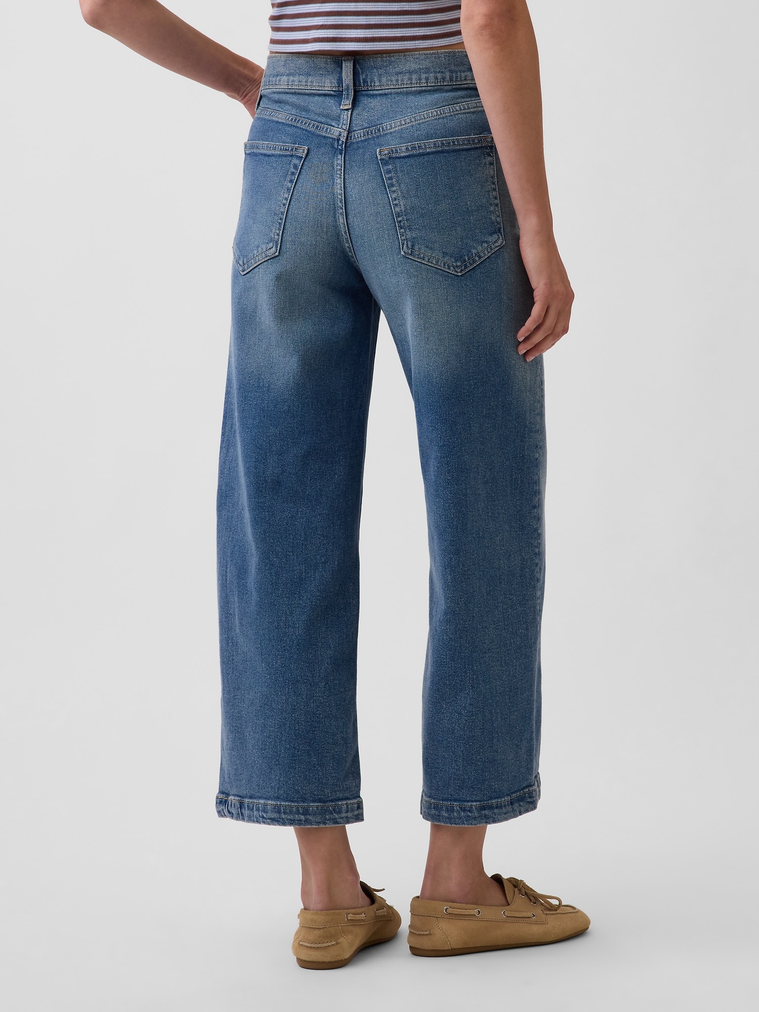 High Rise Stride Wide-Leg Ankle Jeans