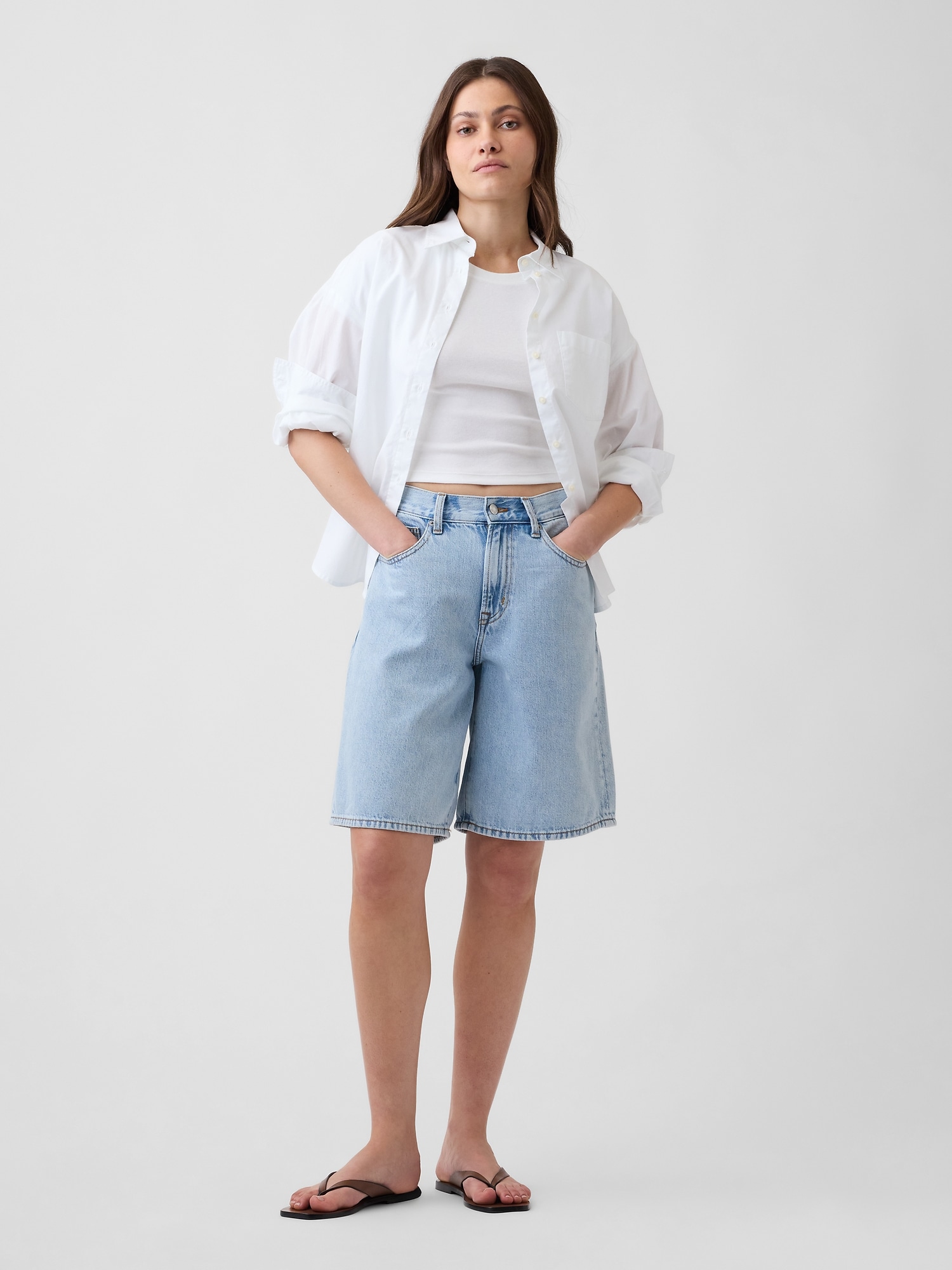 11" Low Slung SuperSoft Longline Denim Shorts