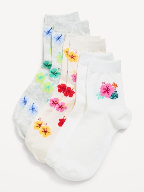 Novelty Quarter Crew Socks 3-Pack for Women