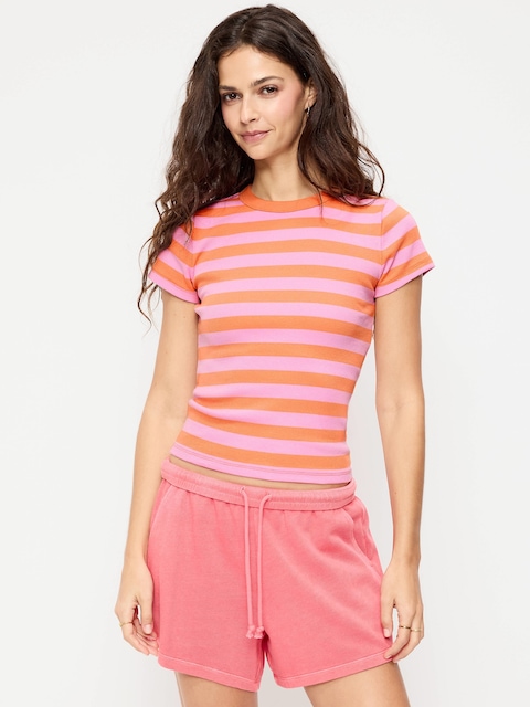 T-SHIRT MOULANT CÔTELÉ RAS DU COU