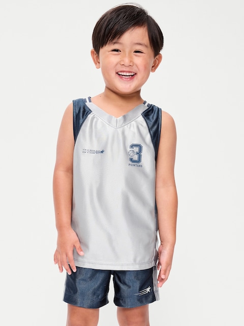 Oversized Graphic Basketball Tank Top for Toddler Boys