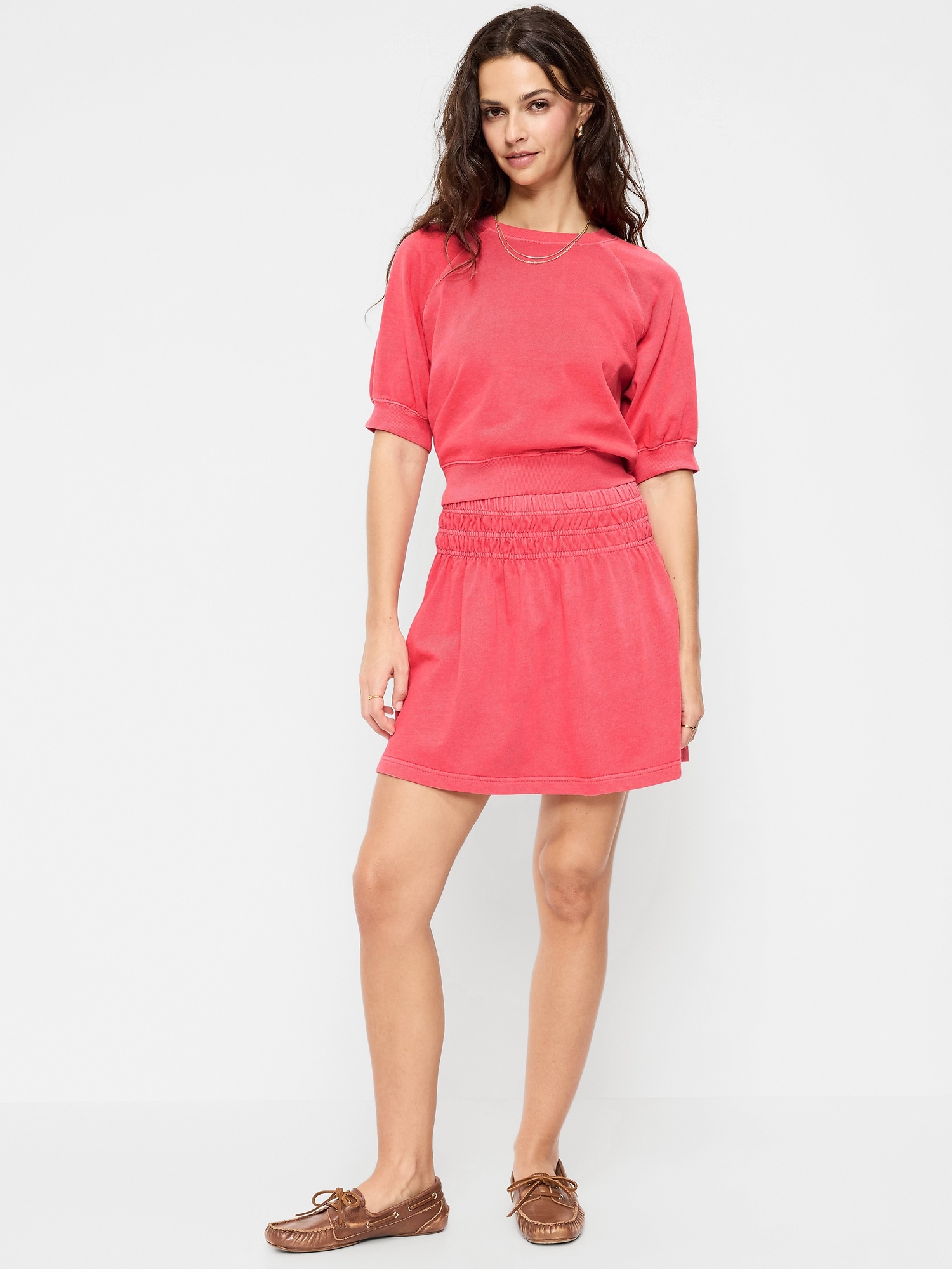 SoSoft Terry Smocked-Waist Mini Skirt