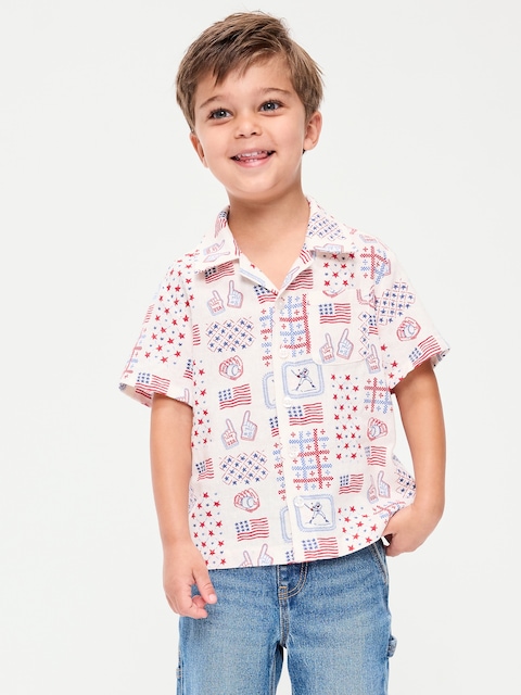 Printed Linen-Blend Pocket Shirt for Toddler Boys