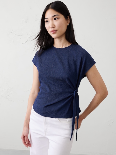Textured Smocked Side-Tie Top