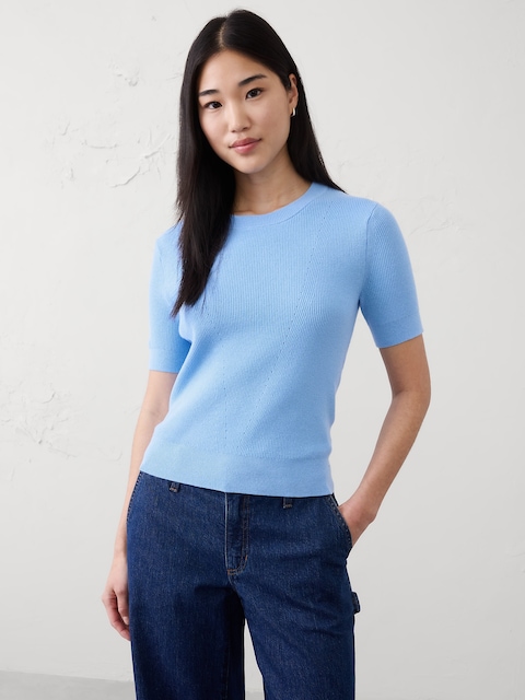 Cotton Pointelle Sweater