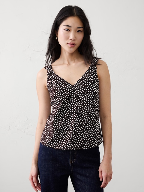 Linen-Blend Knotted Top