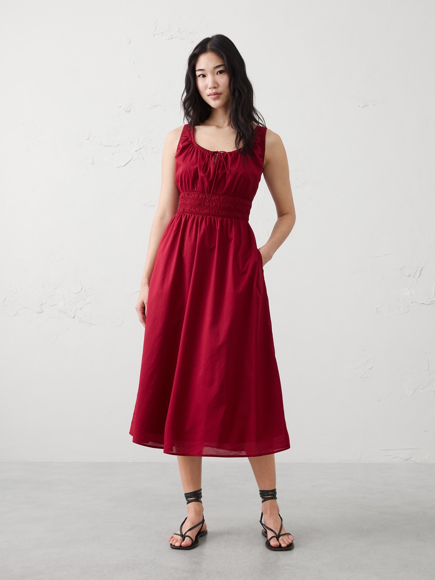 Smocked Waist Midi Dress