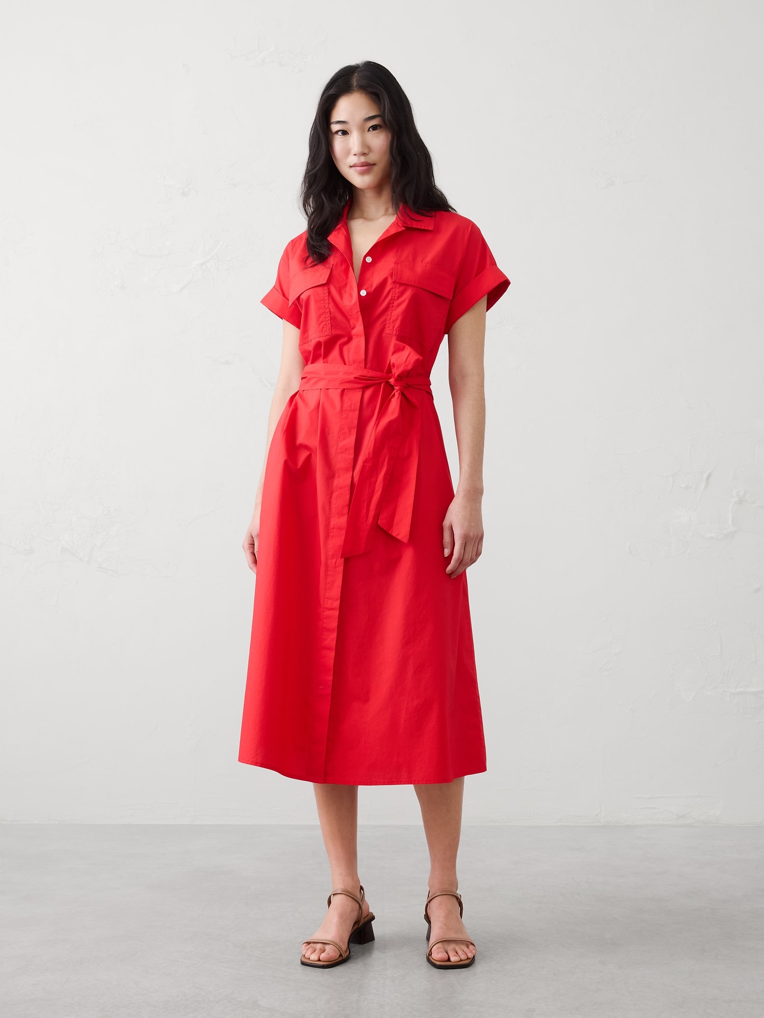 Poplin Utility Midi Shirtdress