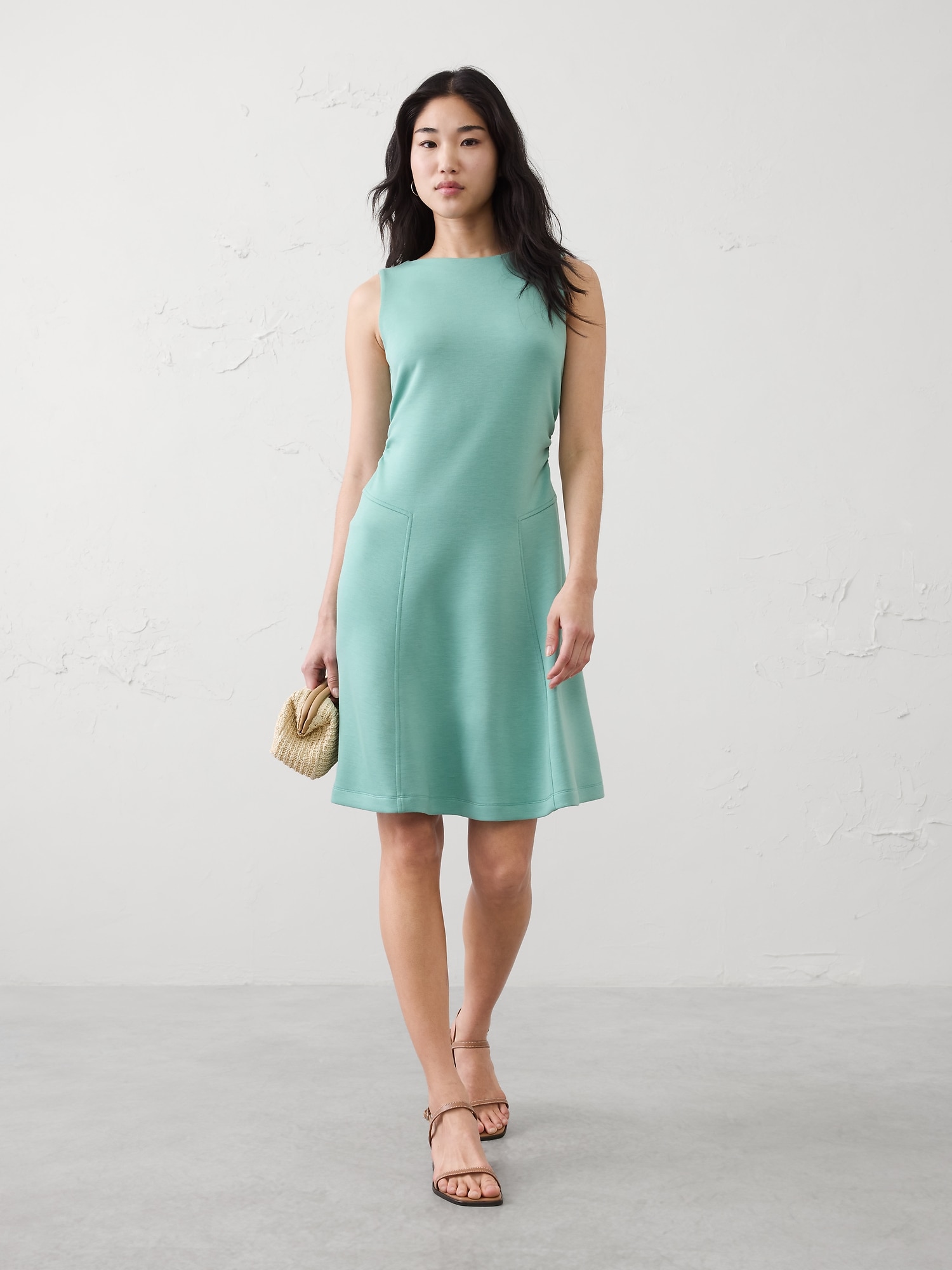 Soft Touch Shirred-Waist Knee-Length Dress