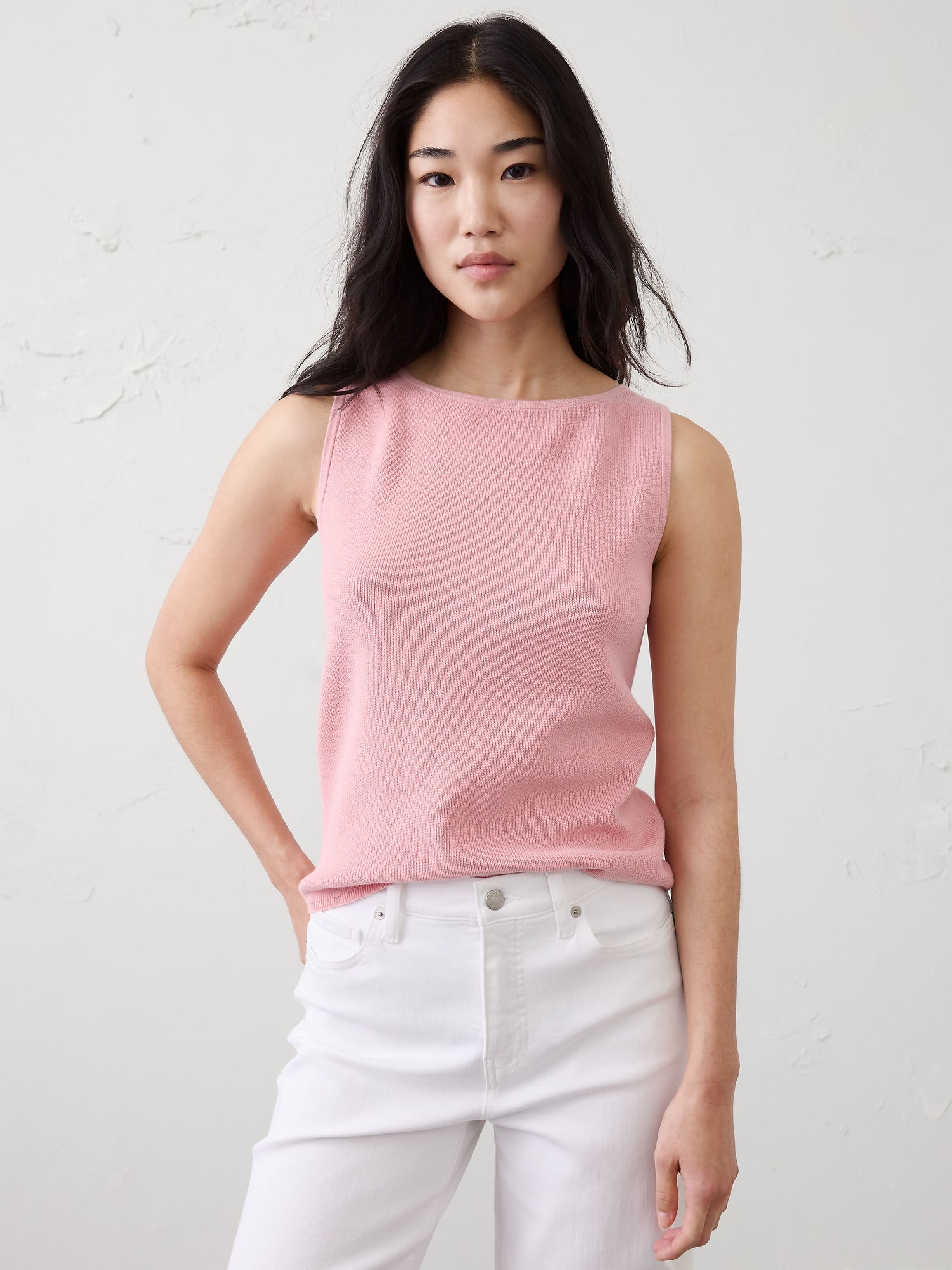 Textured Boatneck Sweater Tank