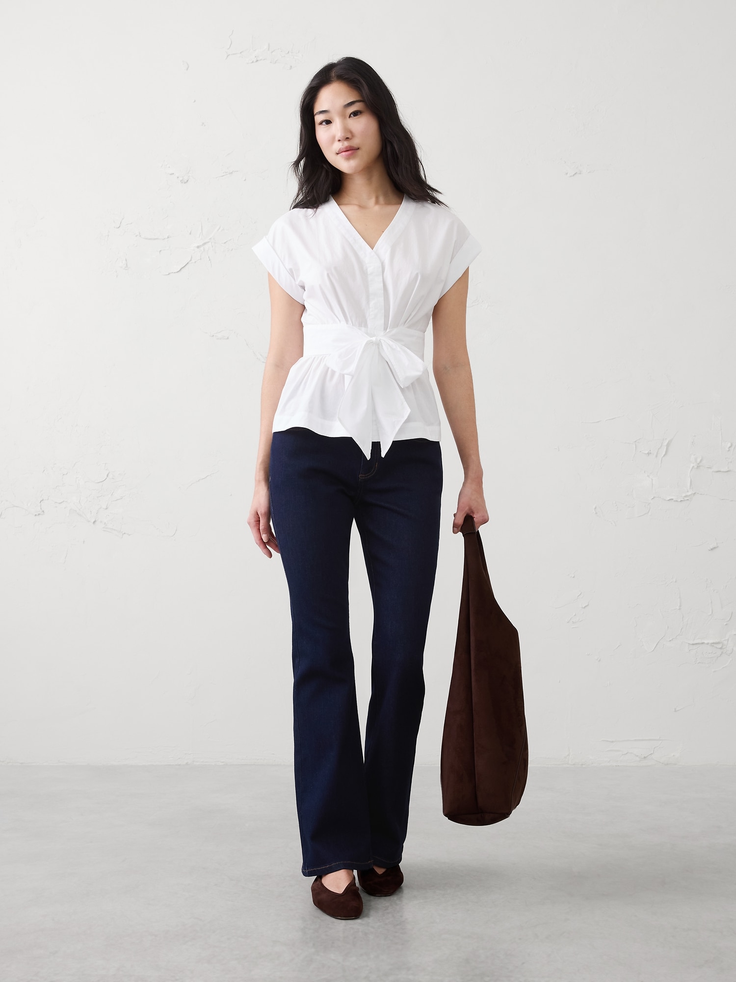 Poplin Tie-Front Top