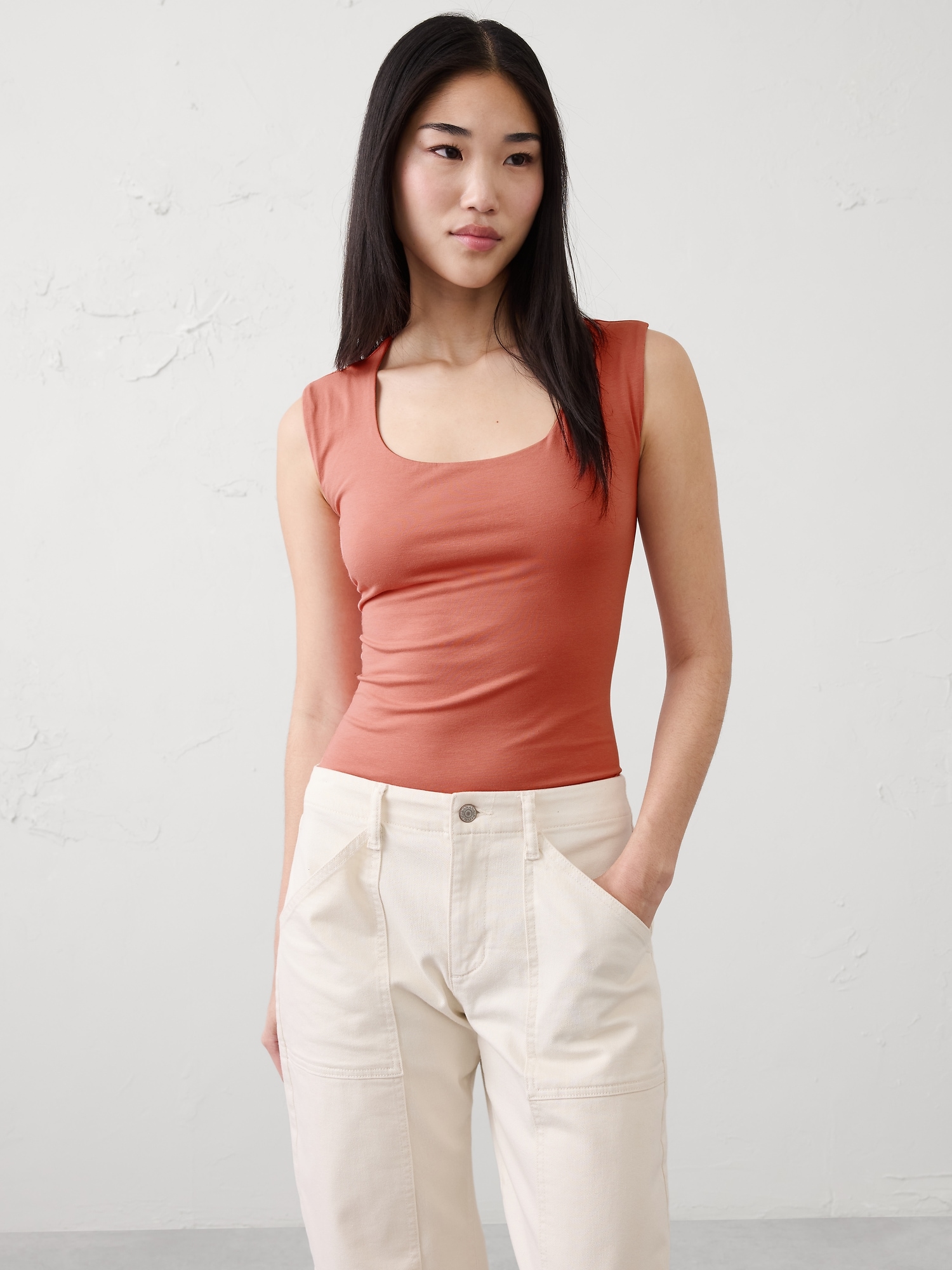 Soft Stretch Scoop-Neck Top
