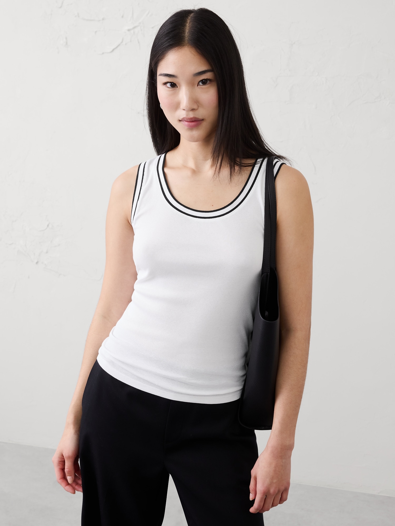 Ribbed Scoop-Neck Tank