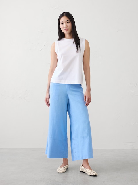 Anyday Wide-Leg High-Rise Linen-Blend Cropped Pant