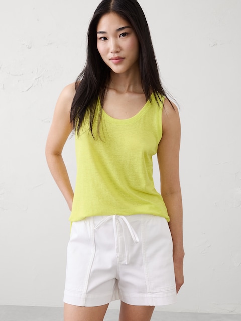 CAMISOLE EN MÉLANGE DE LIN À ENCOLURE DÉGAGÉE