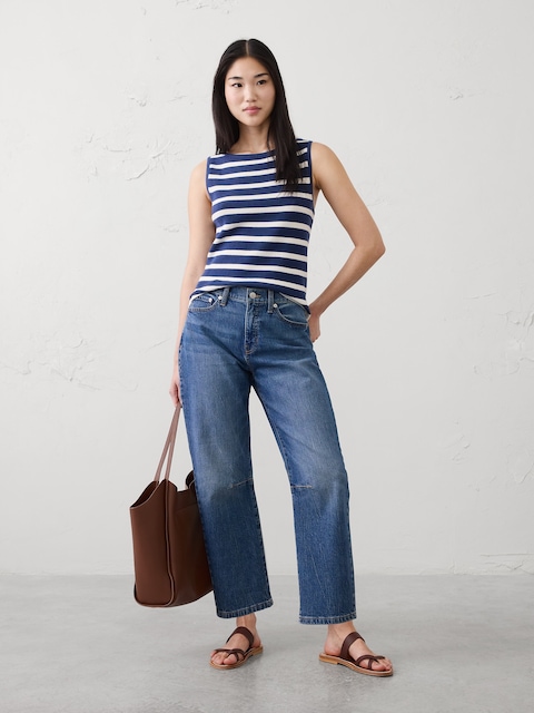 CAMISOLE EN TRICOT DE COTON À ENCOLURE BATEAU