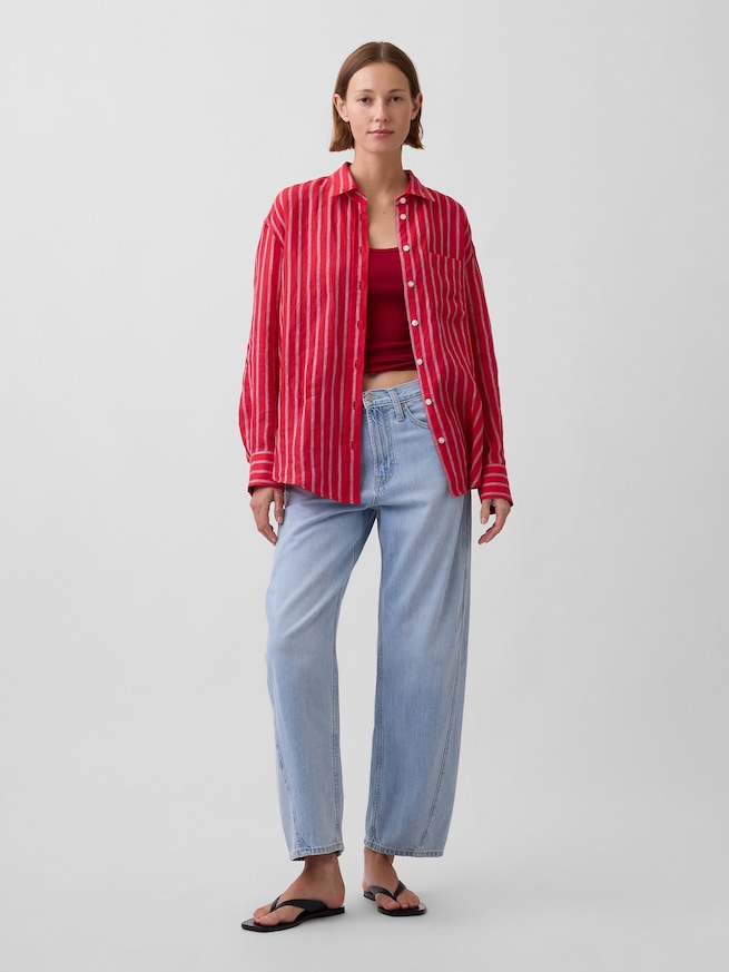 リネン100％ オーバーサイズシャツ-1