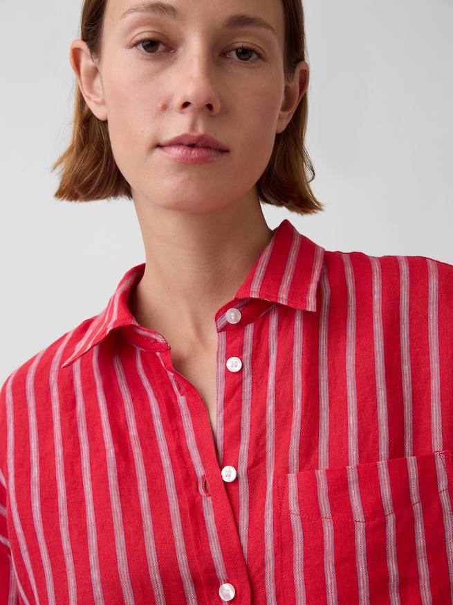 リネン100％ オーバーサイズシャツ-3