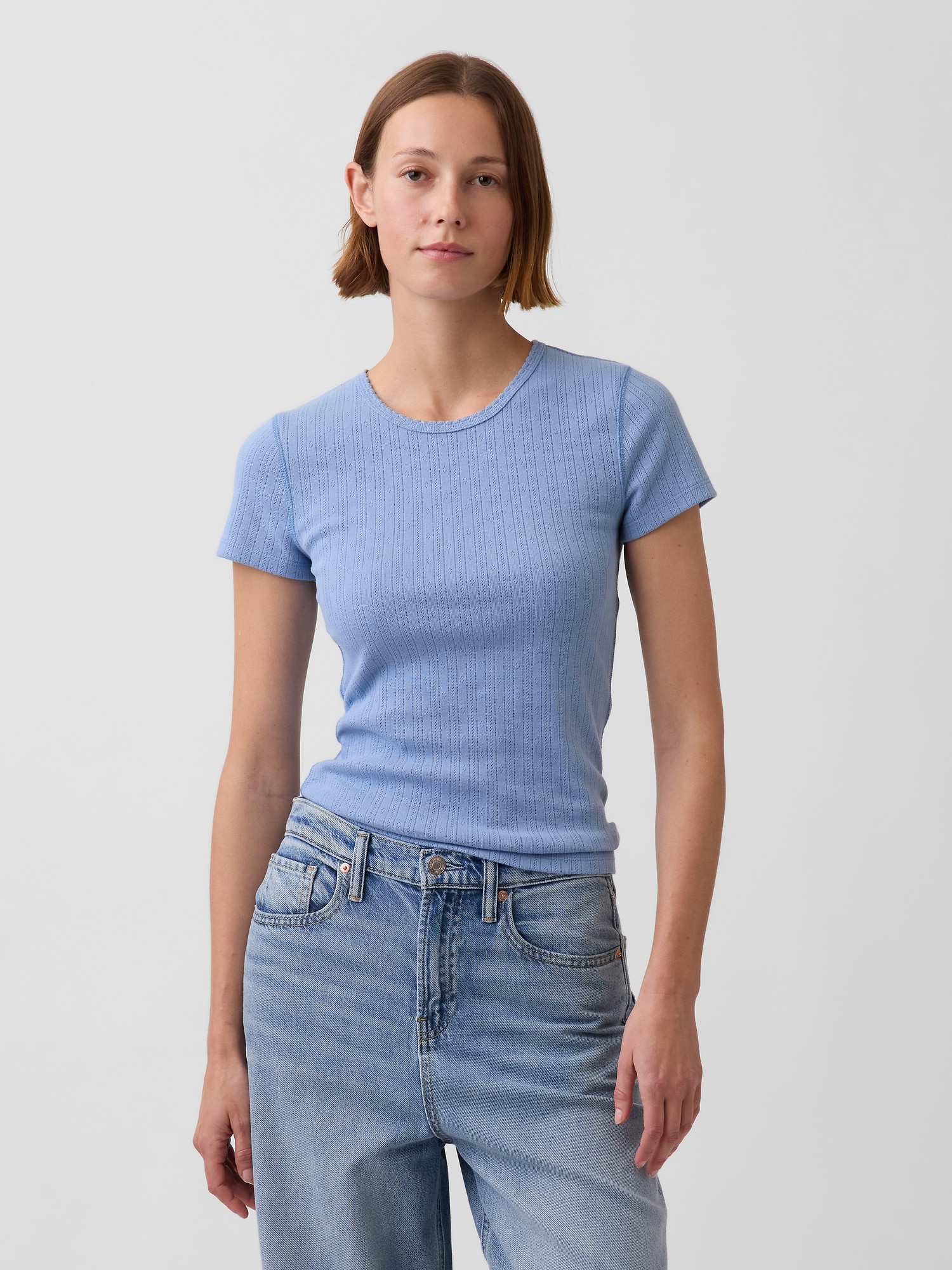 Pointelle Crewneck T-Shirt