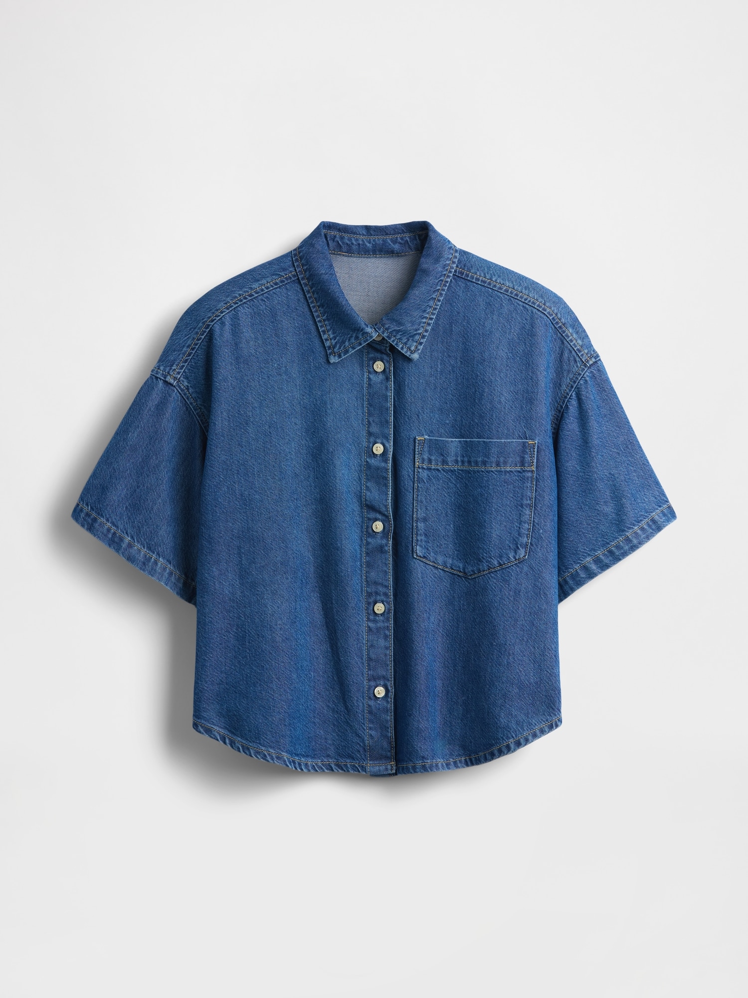 UltraSoft Denim Oversized Camp Shirt