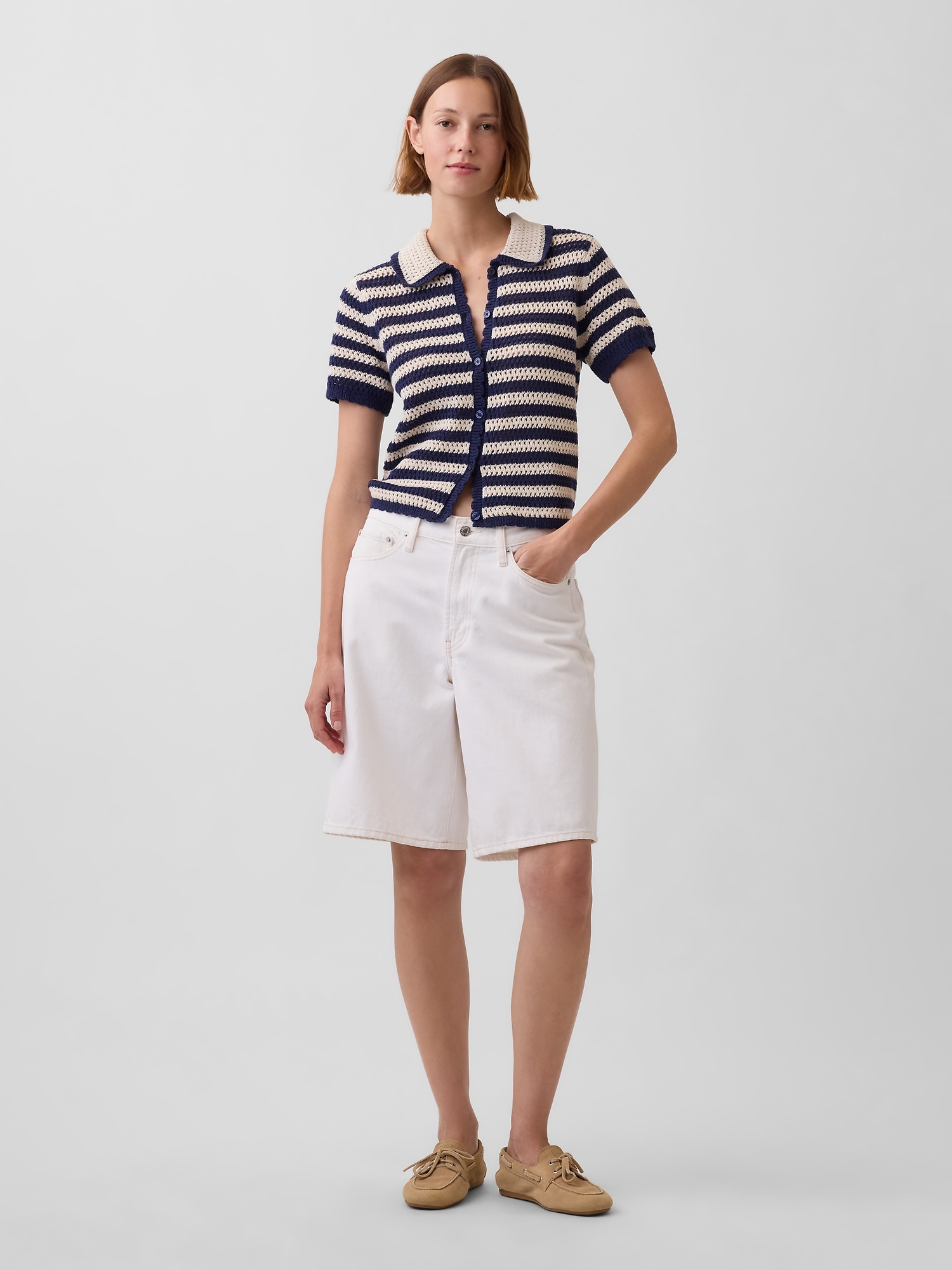 100% Cotton Crochet Relaxed Sweater Shirt