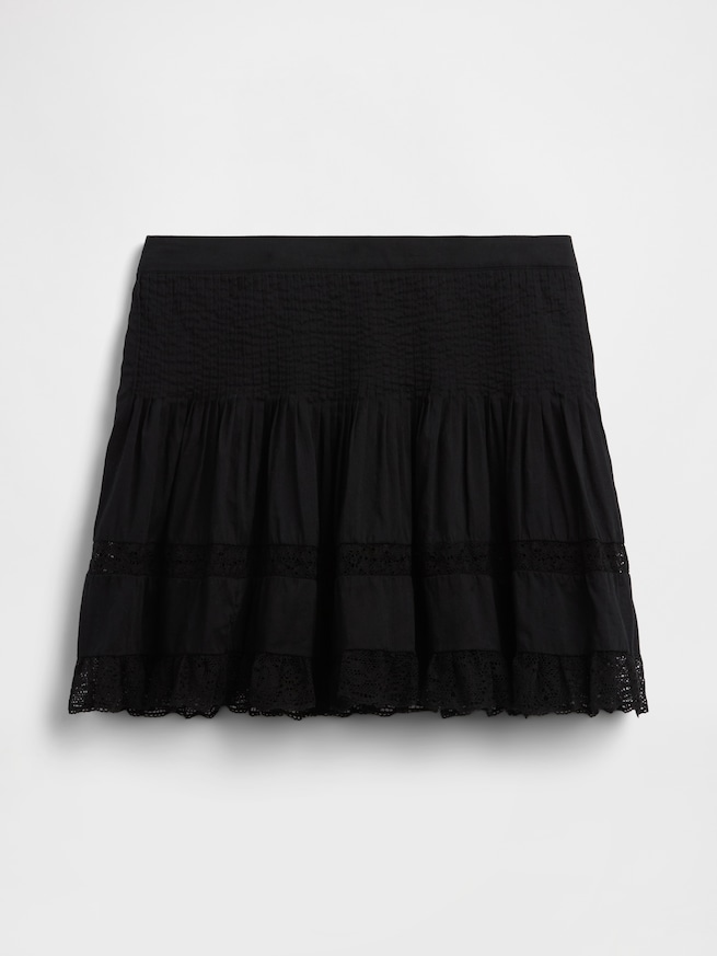 ピンタック レーストリミング イージーウエスト ミニスカート・スコート-5