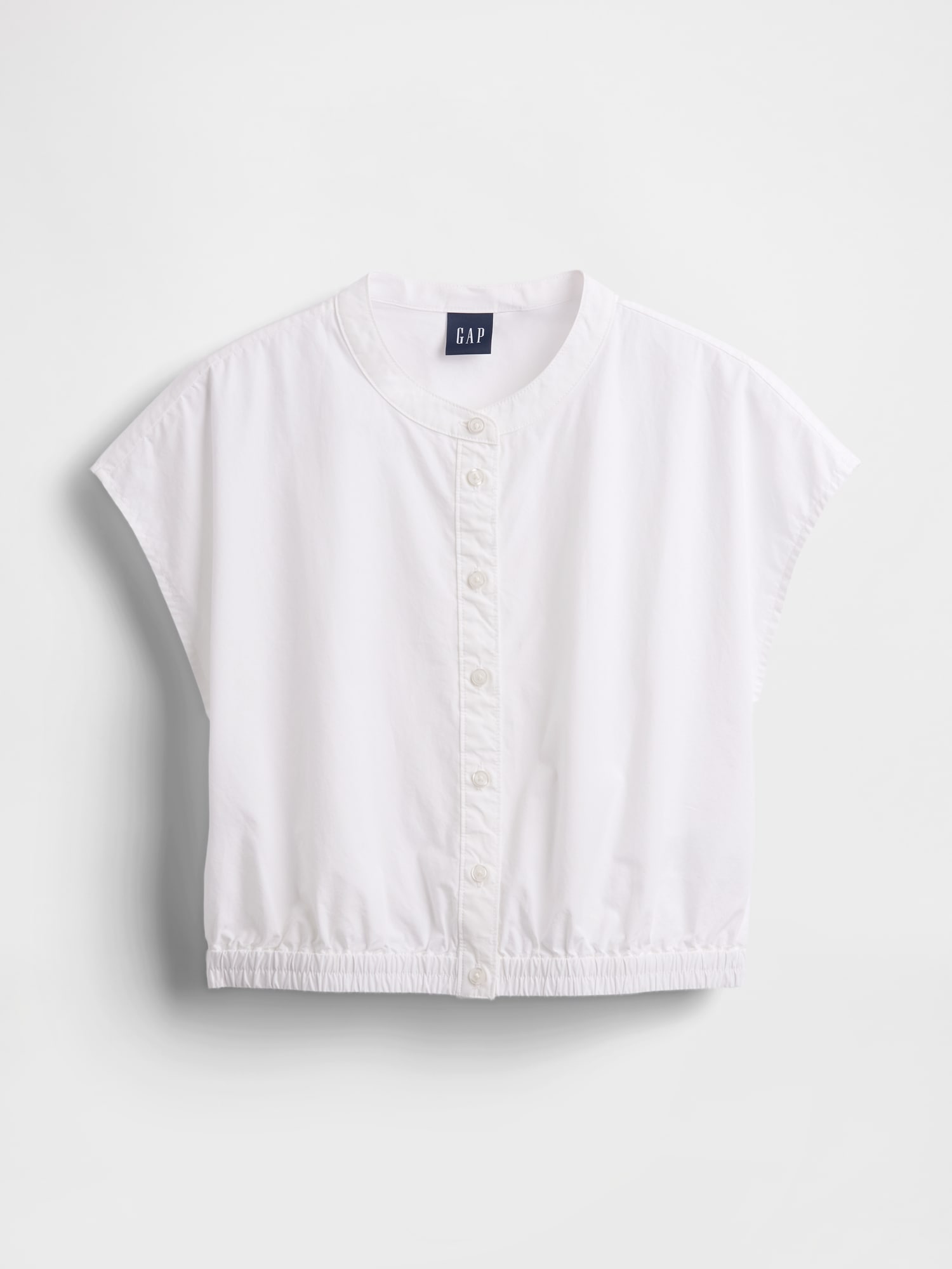 Poplin Cap-Sleeve Crop Shirt