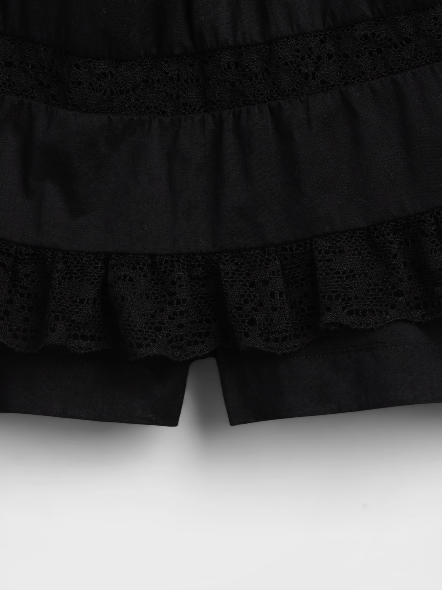 Pintuck Lace-Trim Easy Mini Skirt