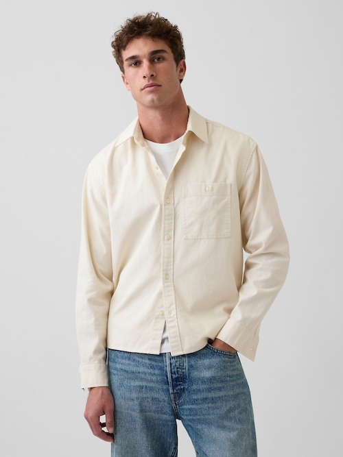 リラックス ストレートヘム キャンバス ユーティリティシャツ