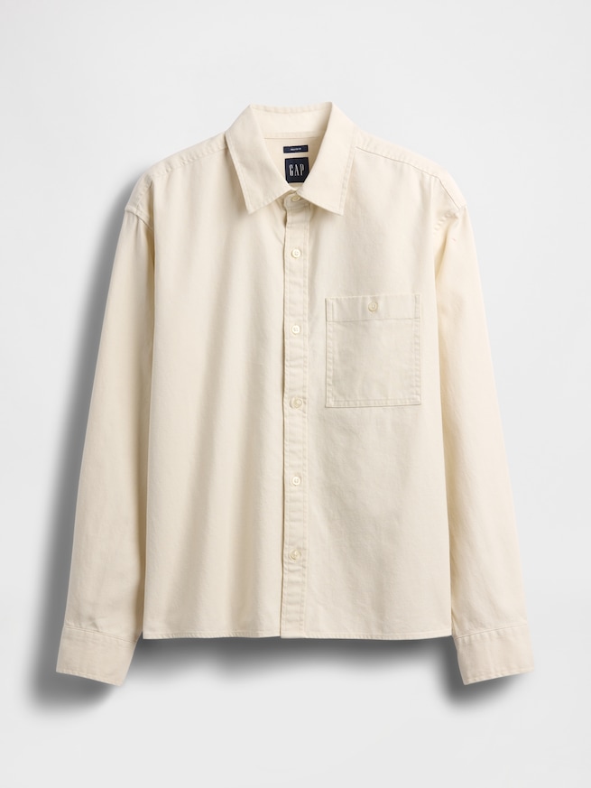 リラックス ストレートヘム キャンバス ユーティリティシャツ-4