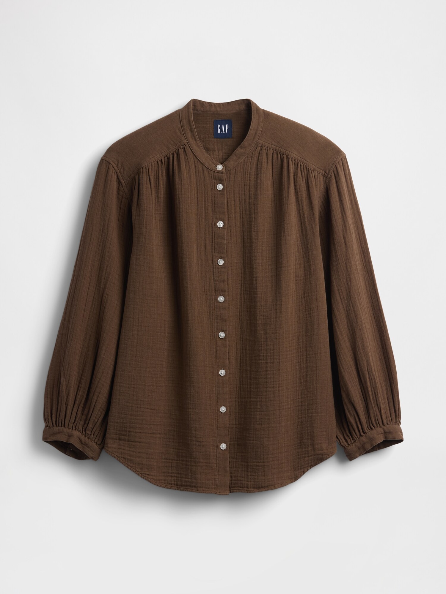 CHEMISIER SURDIMENSIONNÉ SANS COL EN GAZE DE COTON