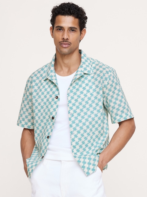 CHEMISE DE VACANCES DÉCONTRACTÉE EN COTON FLAMMÉ