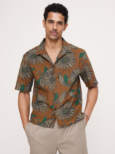 CHEMISE DE VACANCES DÉCONTRACTÉE EN COTON FLAMMÉ