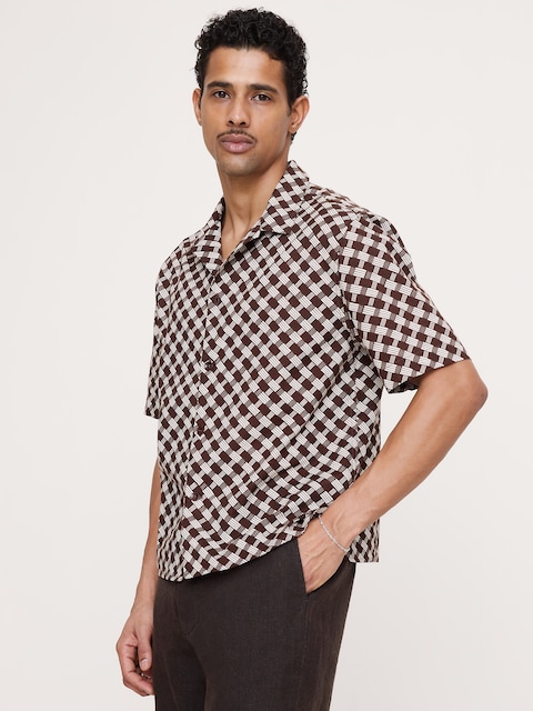 CHEMISE DE VACANCES DÉCONTRACTÉE EN COTON FLAMMÉ