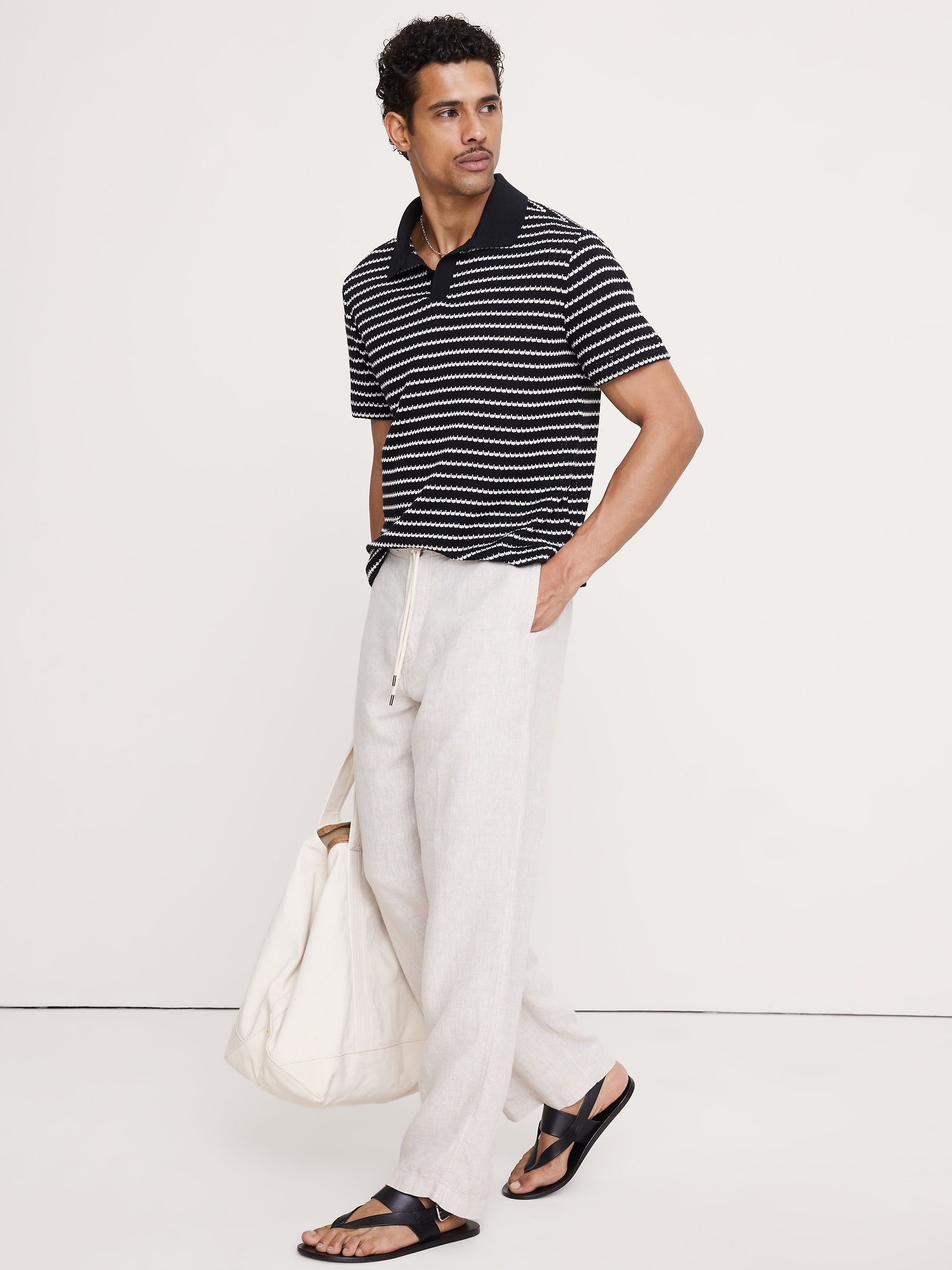 Stripe Johnny-Collar Polo