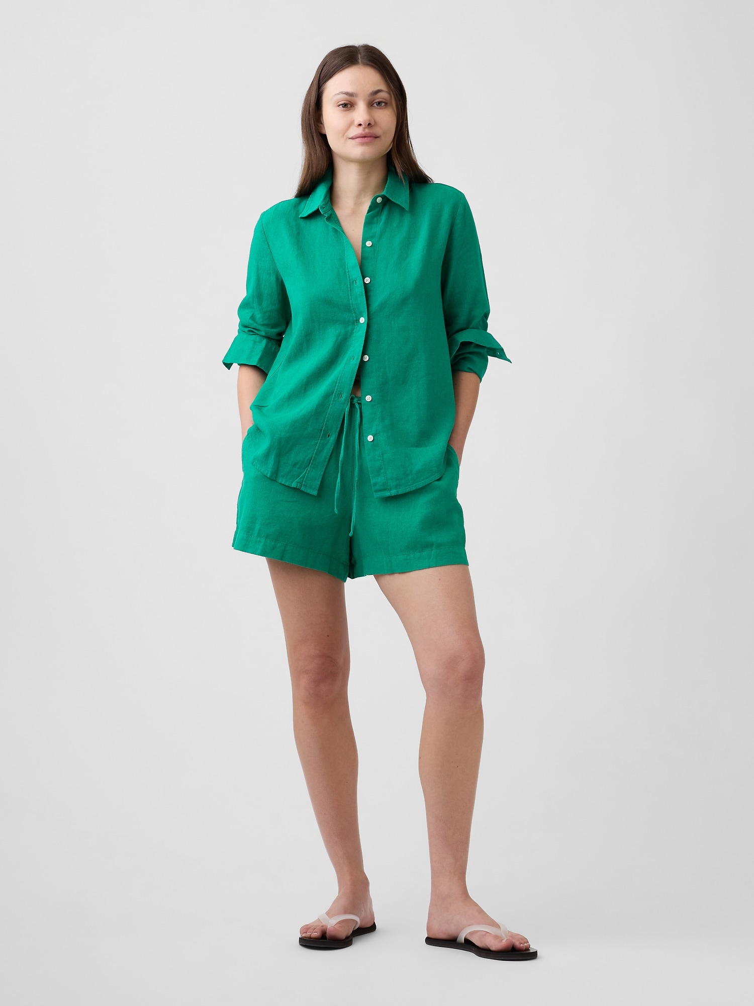 4" Pull-On Linen-Blend Shorts