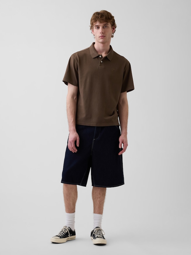 リラックスフィット ピケ クロップド ポロシャツ-1