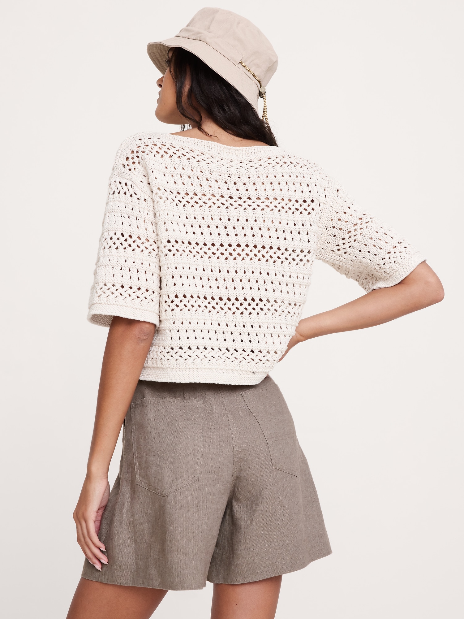 コットン クロシェ ニット Tシャツ-1