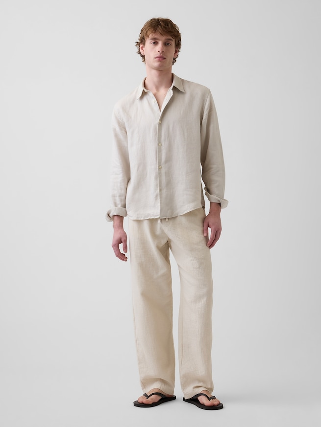 イージーウエスト バギーガーゼパンツ-0