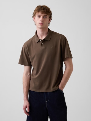 リラックスフィット ピケ クロップド ポロシャツ