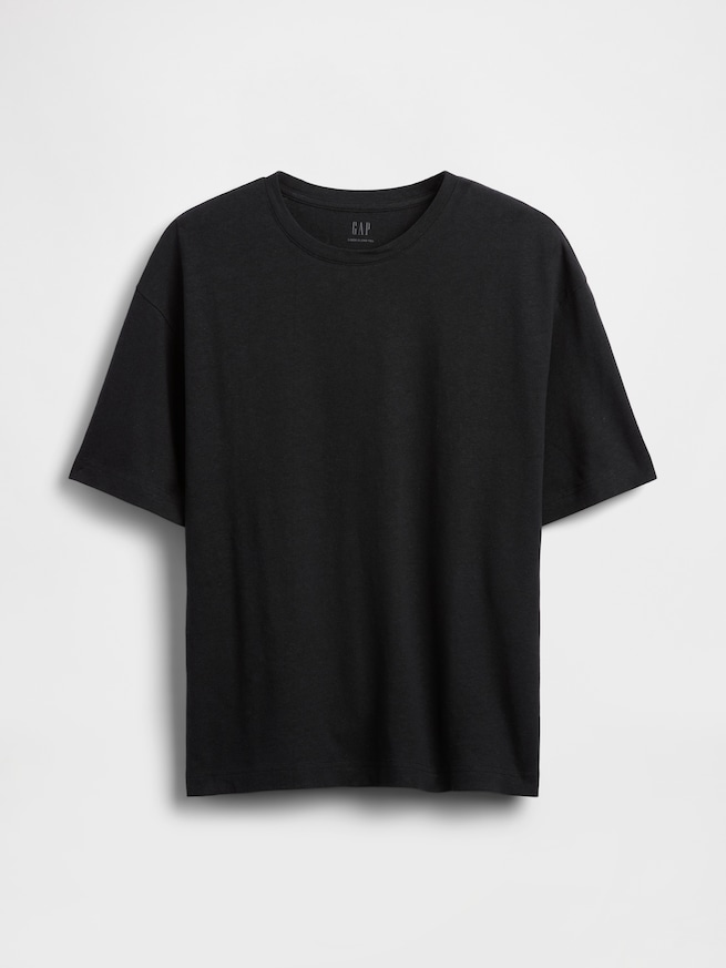 コットンリネン オーバーサイズ クロップドTシャツ-4