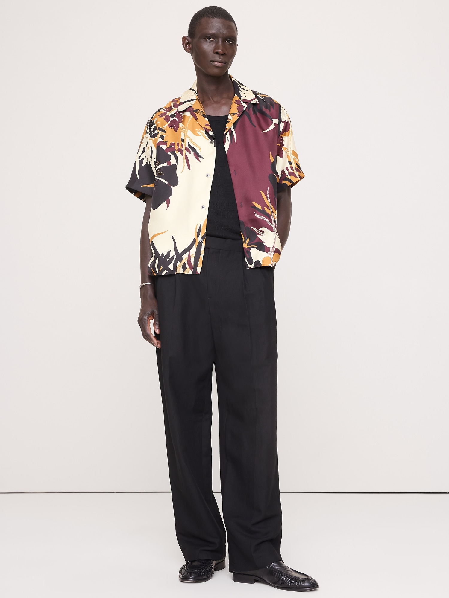 Standard-Fit Silk Resort Shirt
