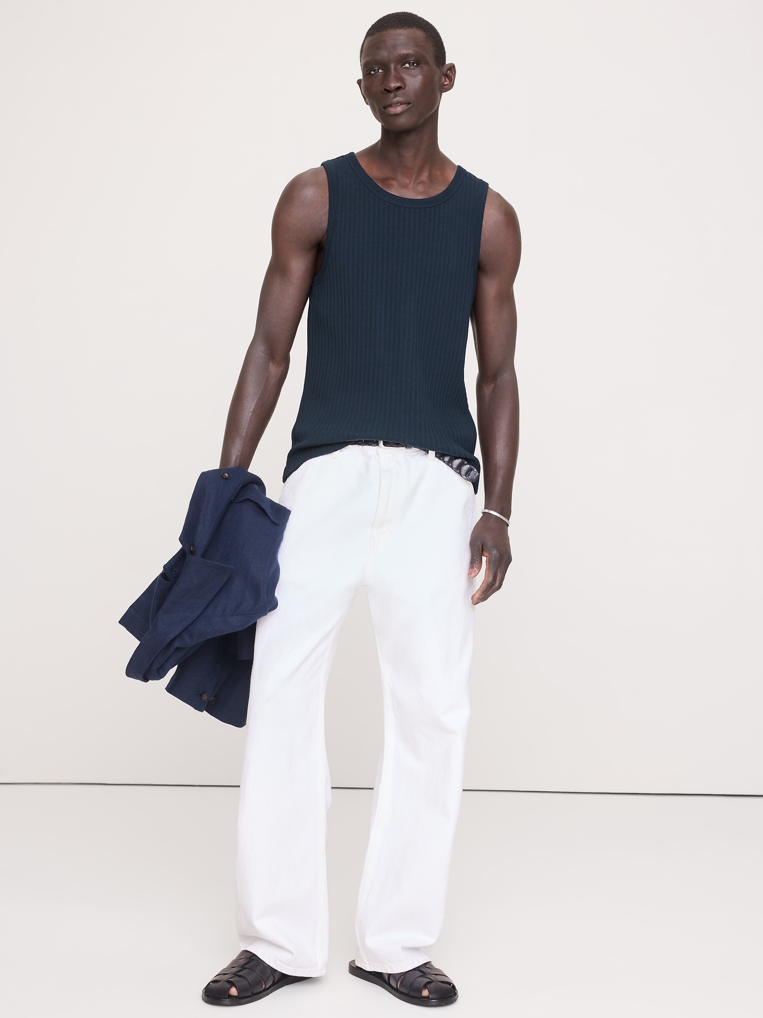 Ribbed Stretch-Cotton Tank