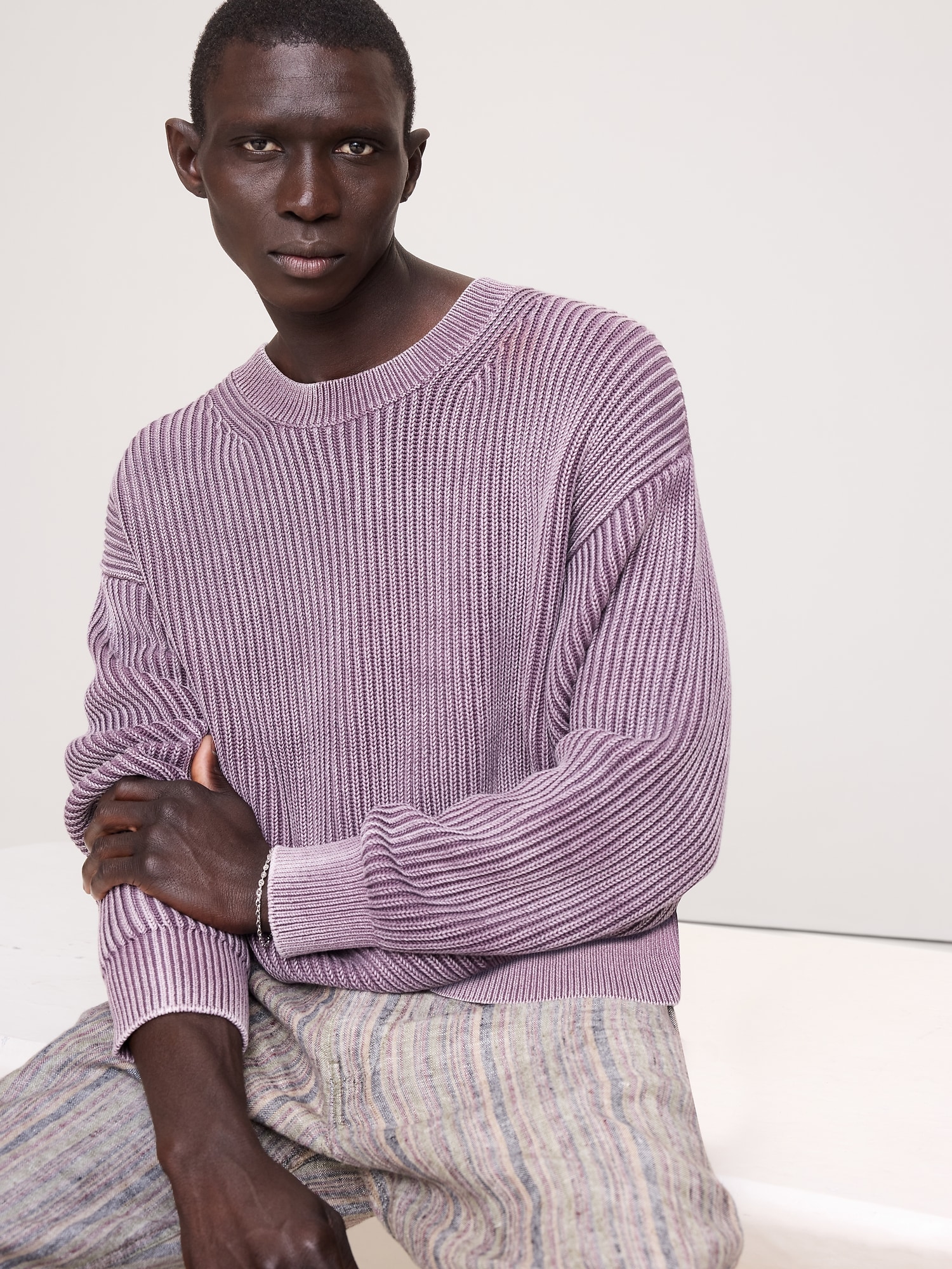Ribbed Cotton Crew-Neck Sweater