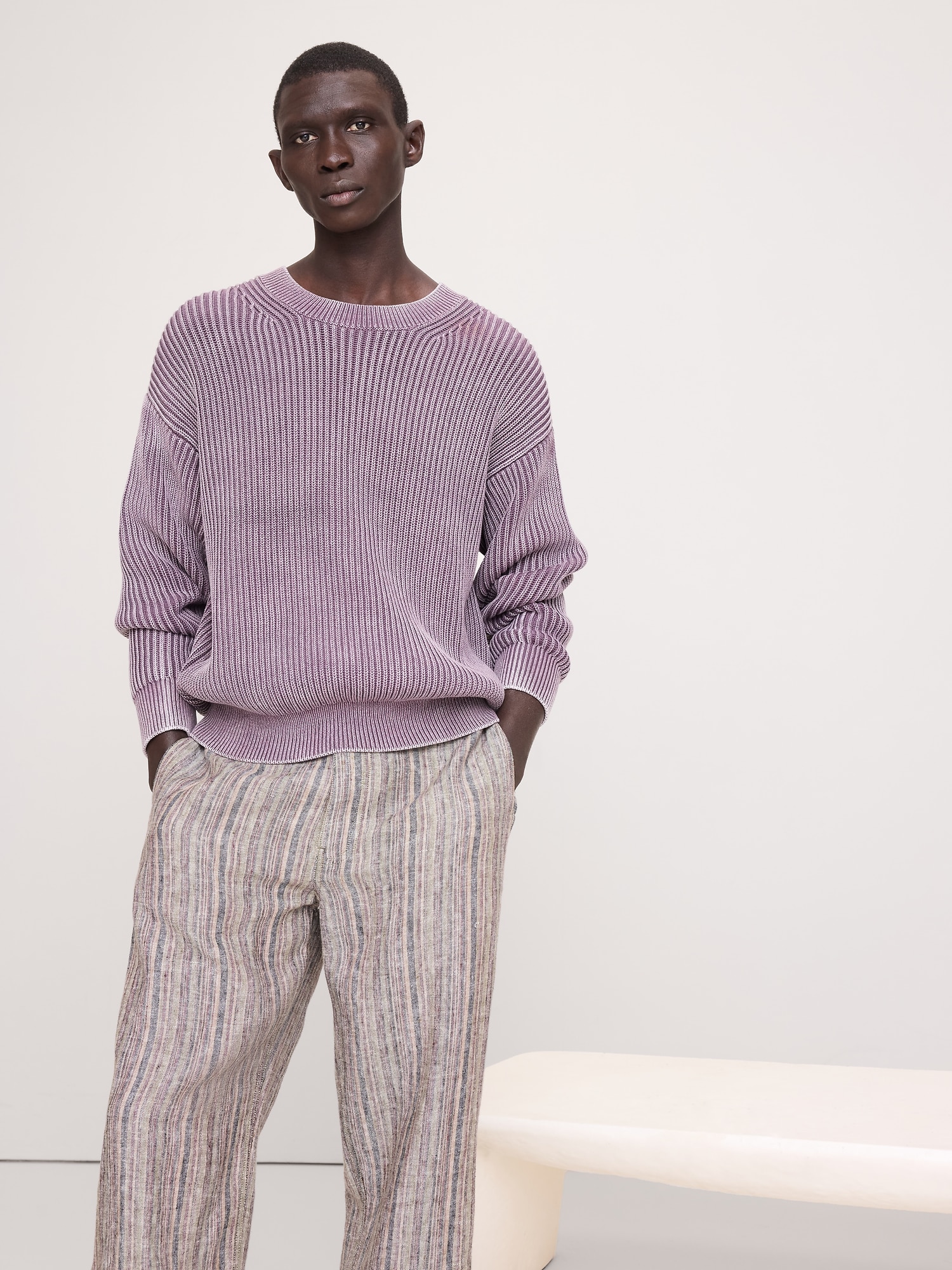 Ribbed Cotton Crew-Neck Sweater