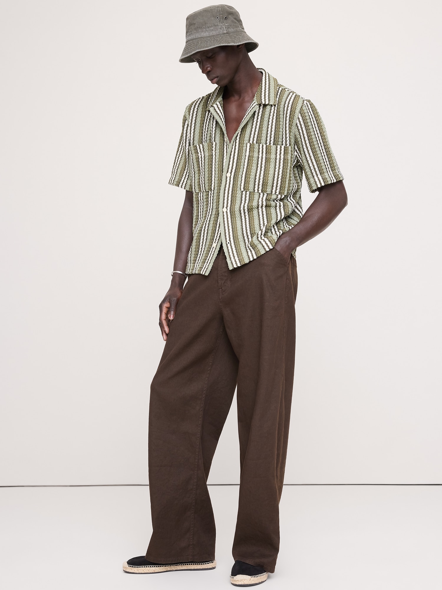 Crochet Stripe Resort Shirt