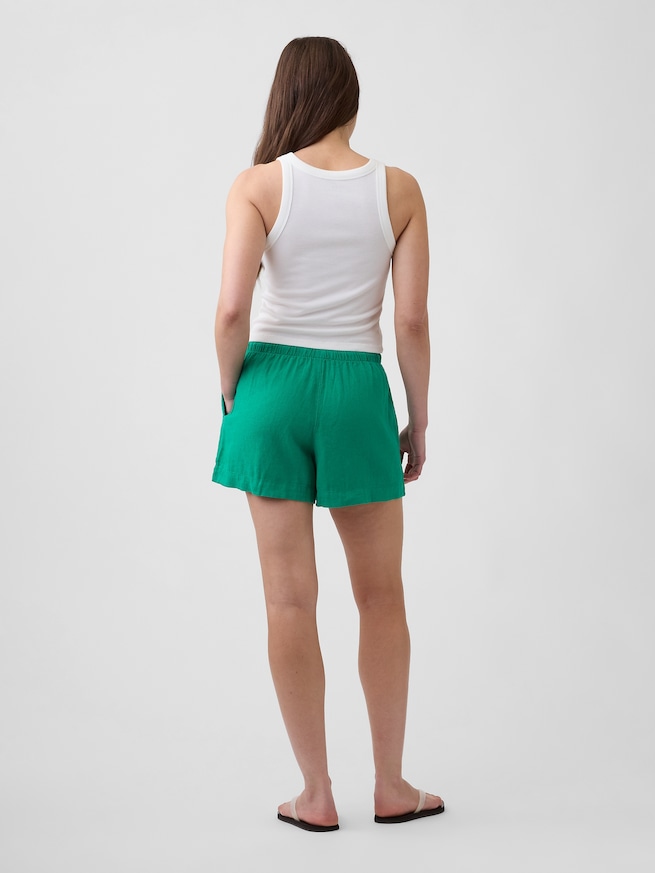 4インチ プルオン リネンブレンド ショートパンツ-1