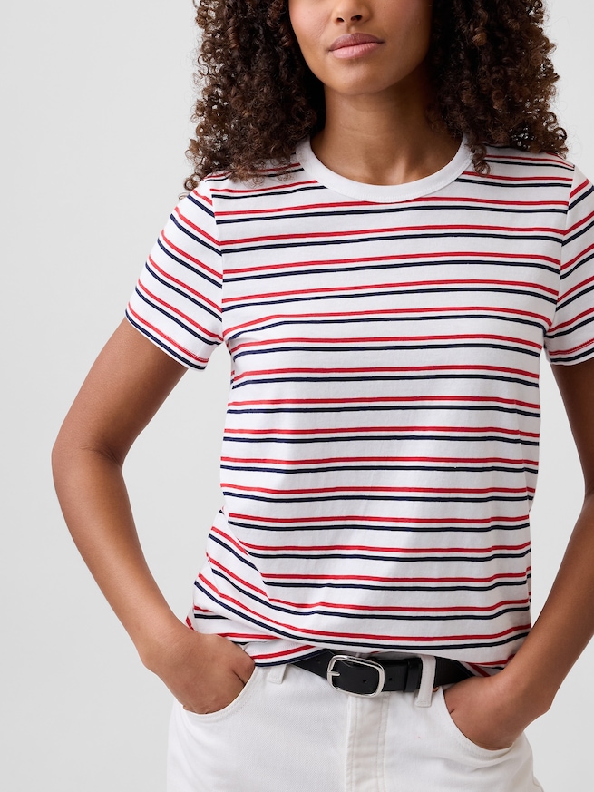 フェイバリット ストライプ クルーネックTシャツ-4